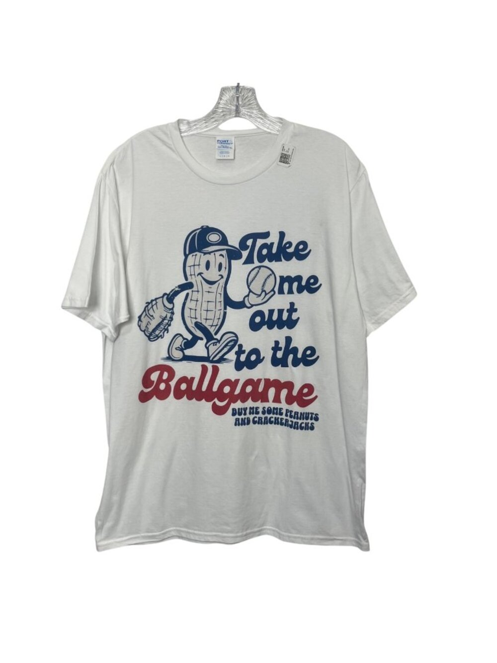 Port & Company Take Me Out To The Ballgame Tshirt Mens Large White Baseball